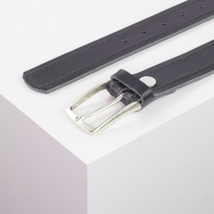 Ledergürtel 3,5cm mit Schnalle Valencia navi Reißverschluss