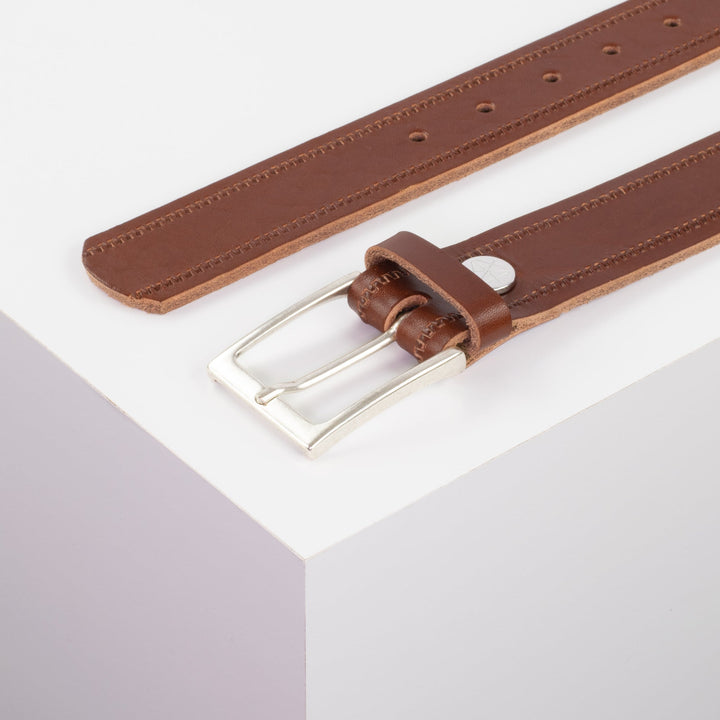 Ledergürtel 3,5cm mit Schnalle San Sebastian cognac Reißverschluss