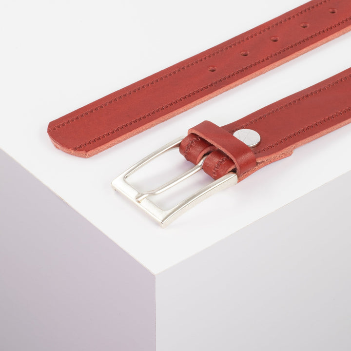 Ledergürtel 3,5cm mit Schnalle San Sebastian rot Reißverschluss