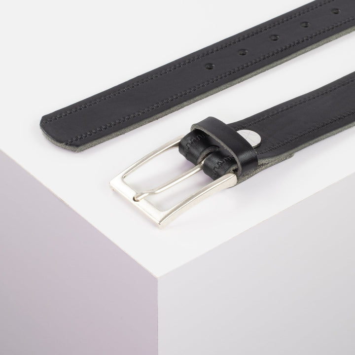 Ledergürtel 3,5cm mit Schnalle San Sebastian schwarz Reißverschluss