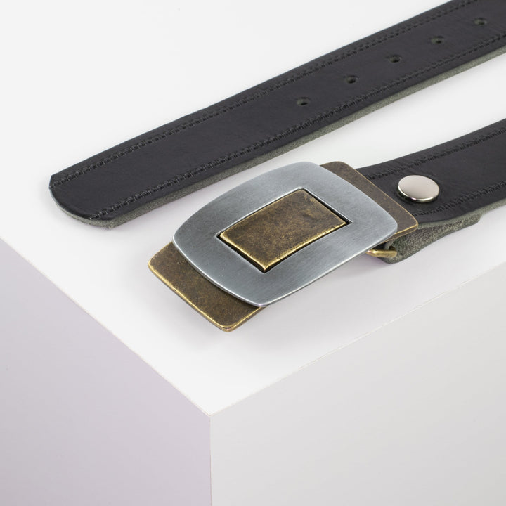 Ledergürtel 4cm mit Schnalle Inside Out schwarz Reißverschluss