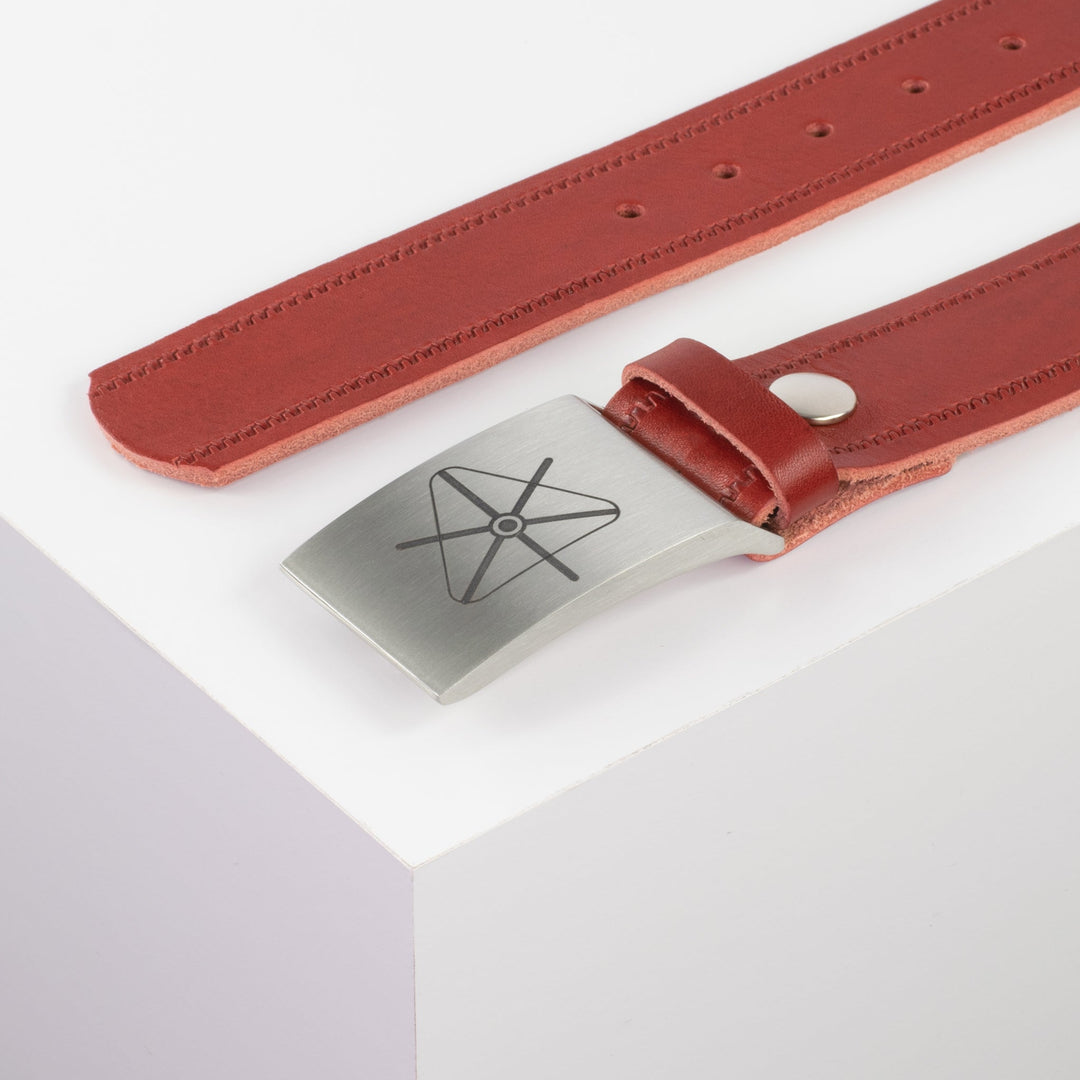 Ledergürtel 4cm mit Schnalle Siegenthaler rot Reißverschluss