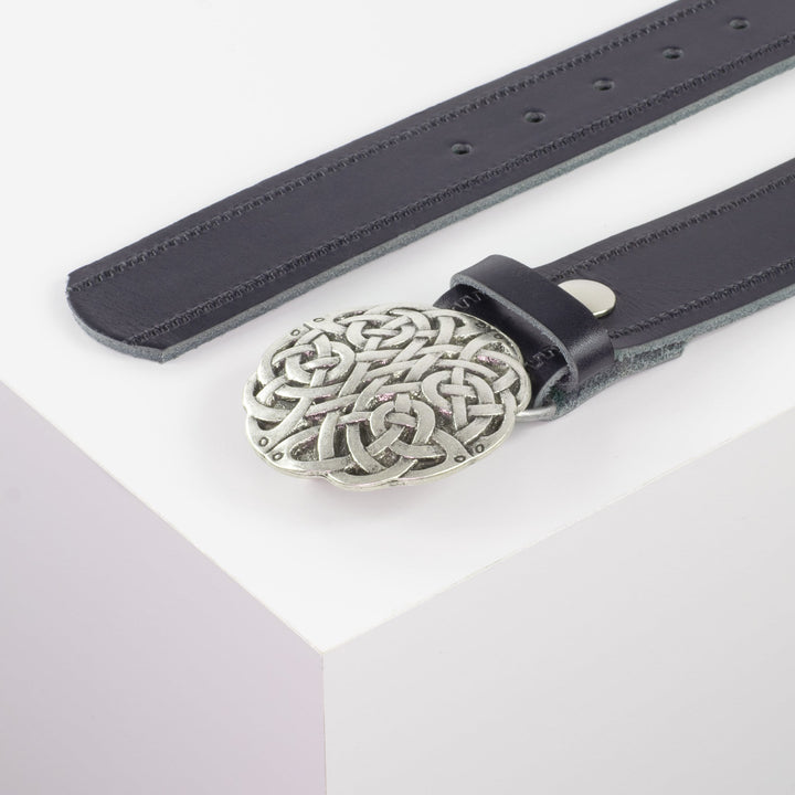 Ledergürtel 4cm mit Schnalle Gordischer Knoten navi Reißverschluss