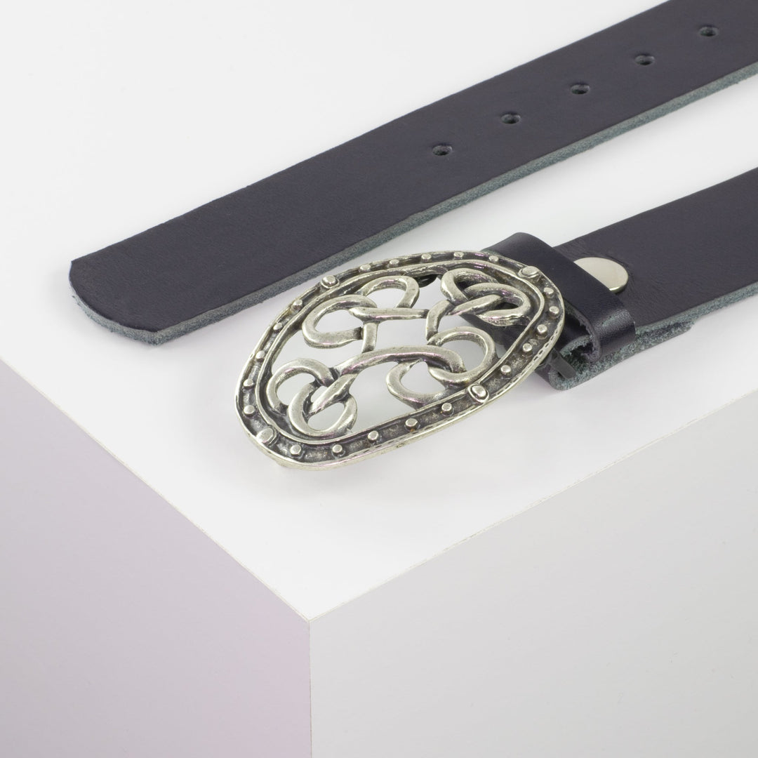 Ledergürtel 4cm mit Schnalle Verknoteter Knoten navi ohne Muster
