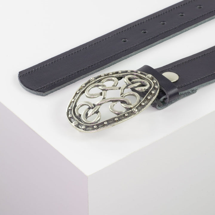 Ledergürtel 4cm mit Schnalle Verknoteter Knoten navi Reißverschluss