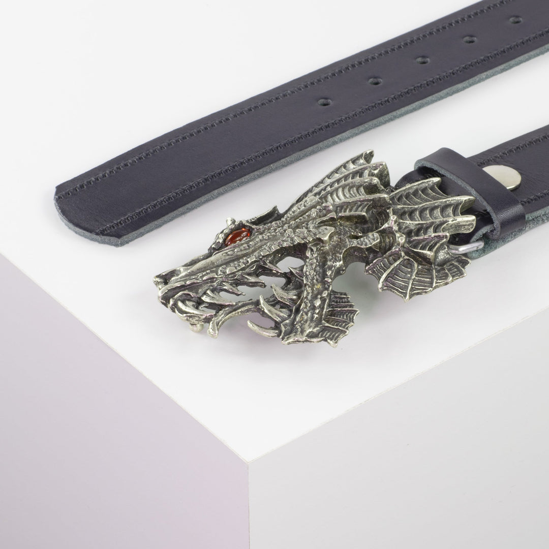 Ledergürtel 4cm mit Schnalle Drache navi Reißverschluss