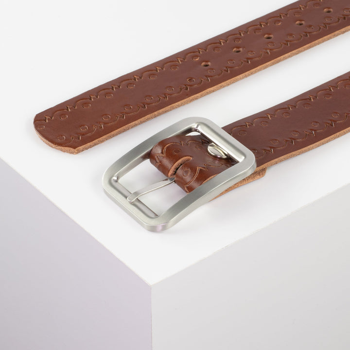 Ledergürtel 4cm mit Schnalle Munich cognac Lochwelle