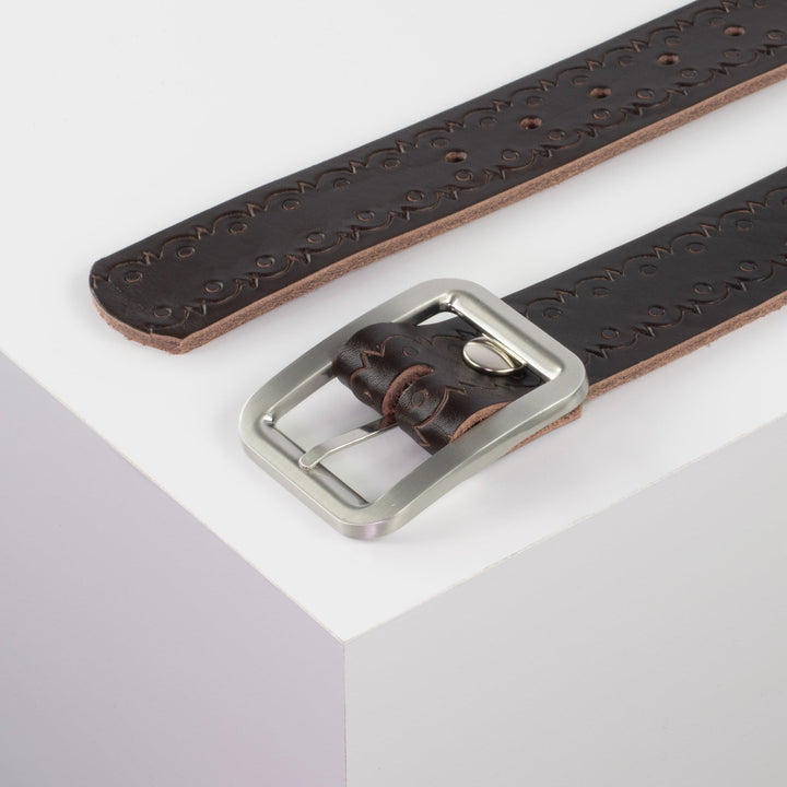 Ledergürtel 4cm mit Schnalle Munich dunkelbraun Lochwelle