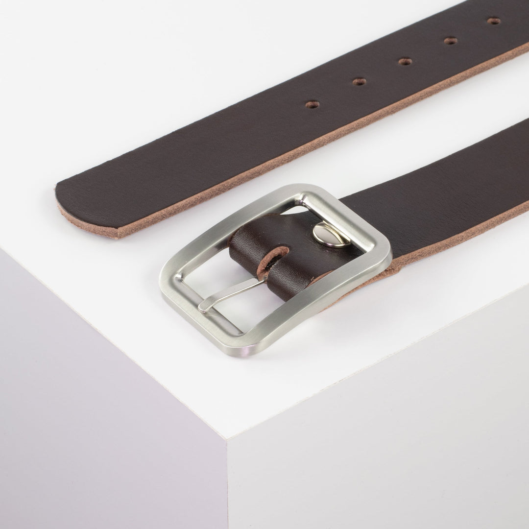 Ledergürtel 4cm mit Schnalle Munich dunkelbraun ohne Muster