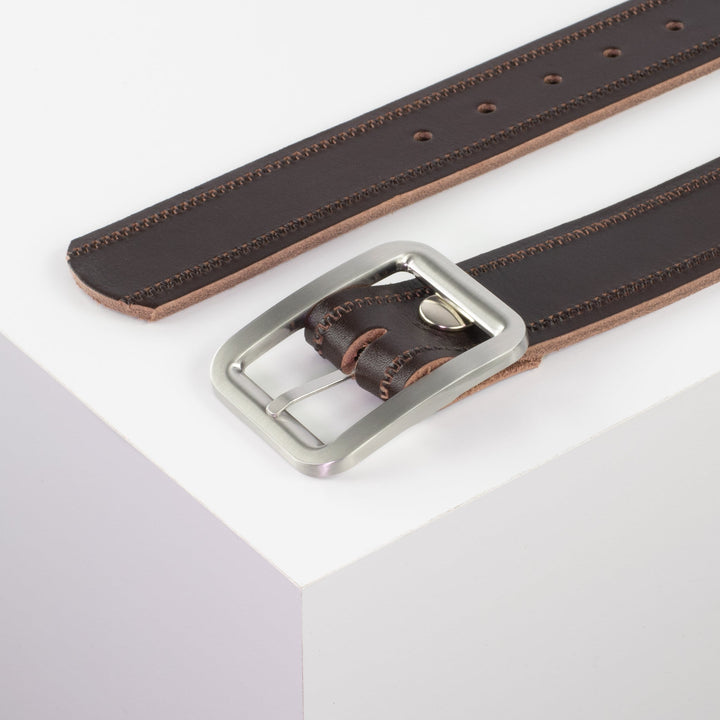 Ledergürtel 4cm mit Schnalle Munich dunkelbraun Reißverschluss