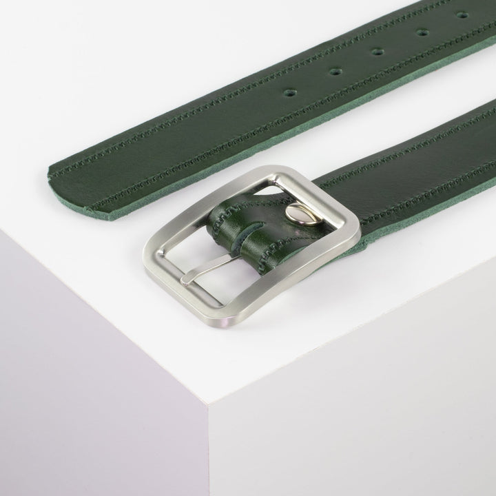 Ledergürtel 4cm mit Schnalle Munich grün Reißverschluss