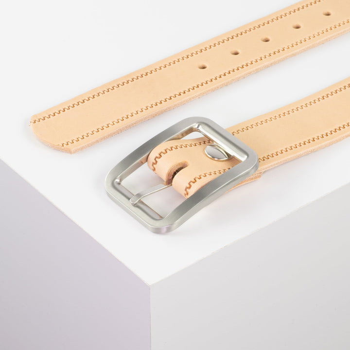 Ledergürtel 4cm mit Schnalle Munich natur Reißverschluss