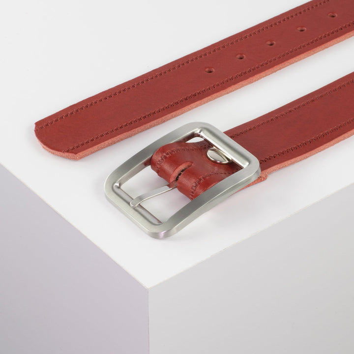 Ledergürtel 4cm mit Schnalle Munich rot Reißverschluss