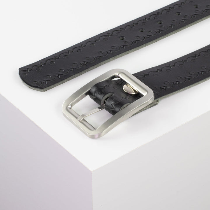 Ledergürtel 4cm mit Schnalle Munich schwarz Lochwelle