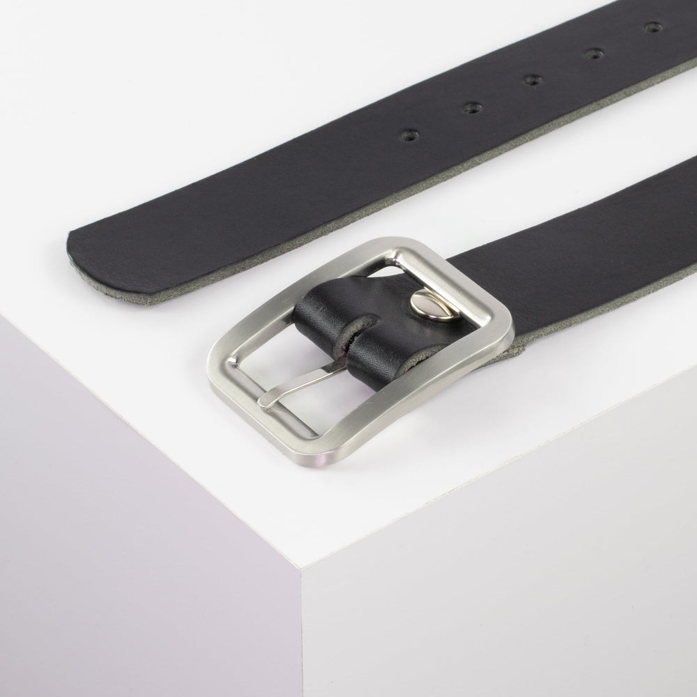 Ledergürtel 4cm mit Schnalle Munich schwarz ohne Muster