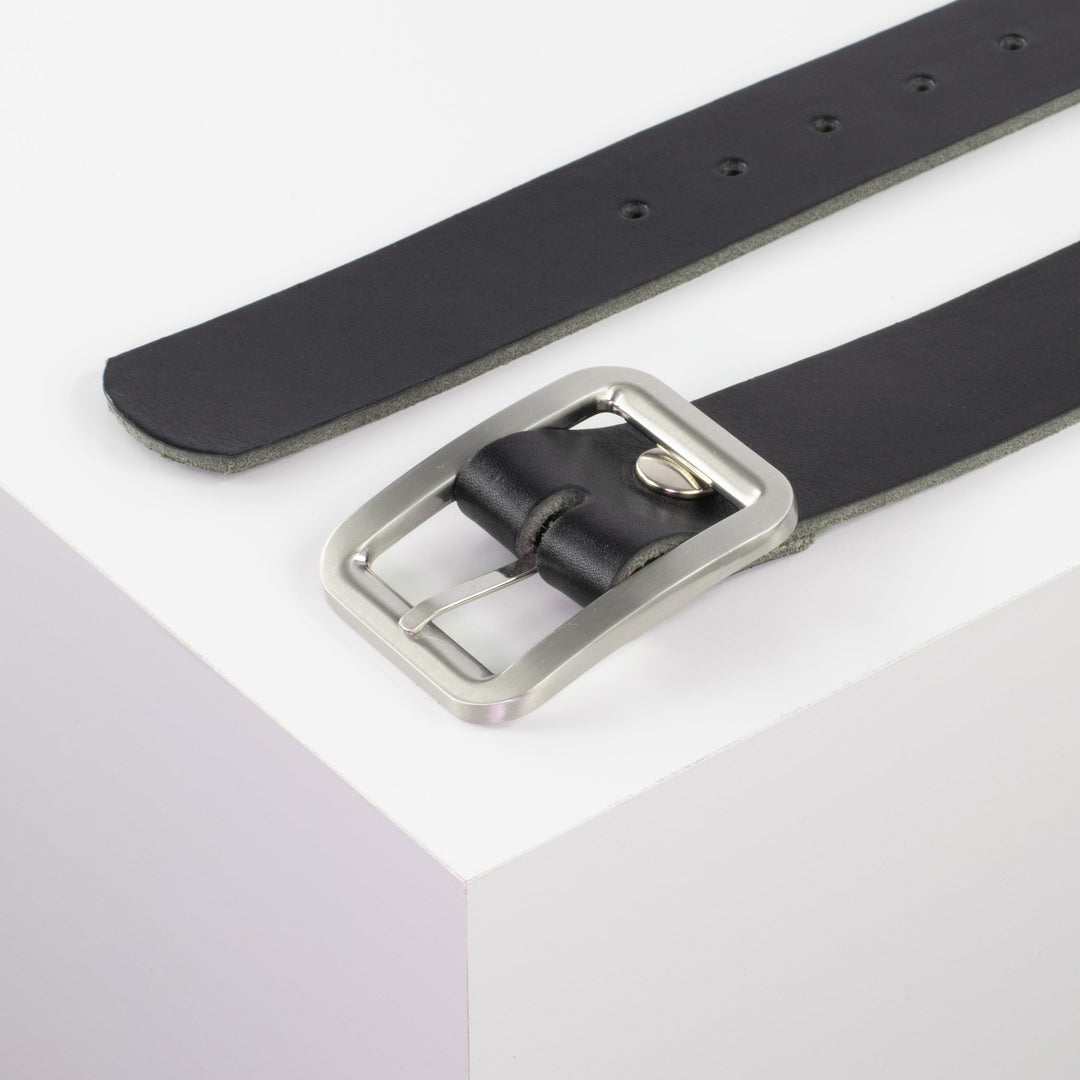 Ledergürtel 4cm mit Schnalle Munich schwarz ohne Muster