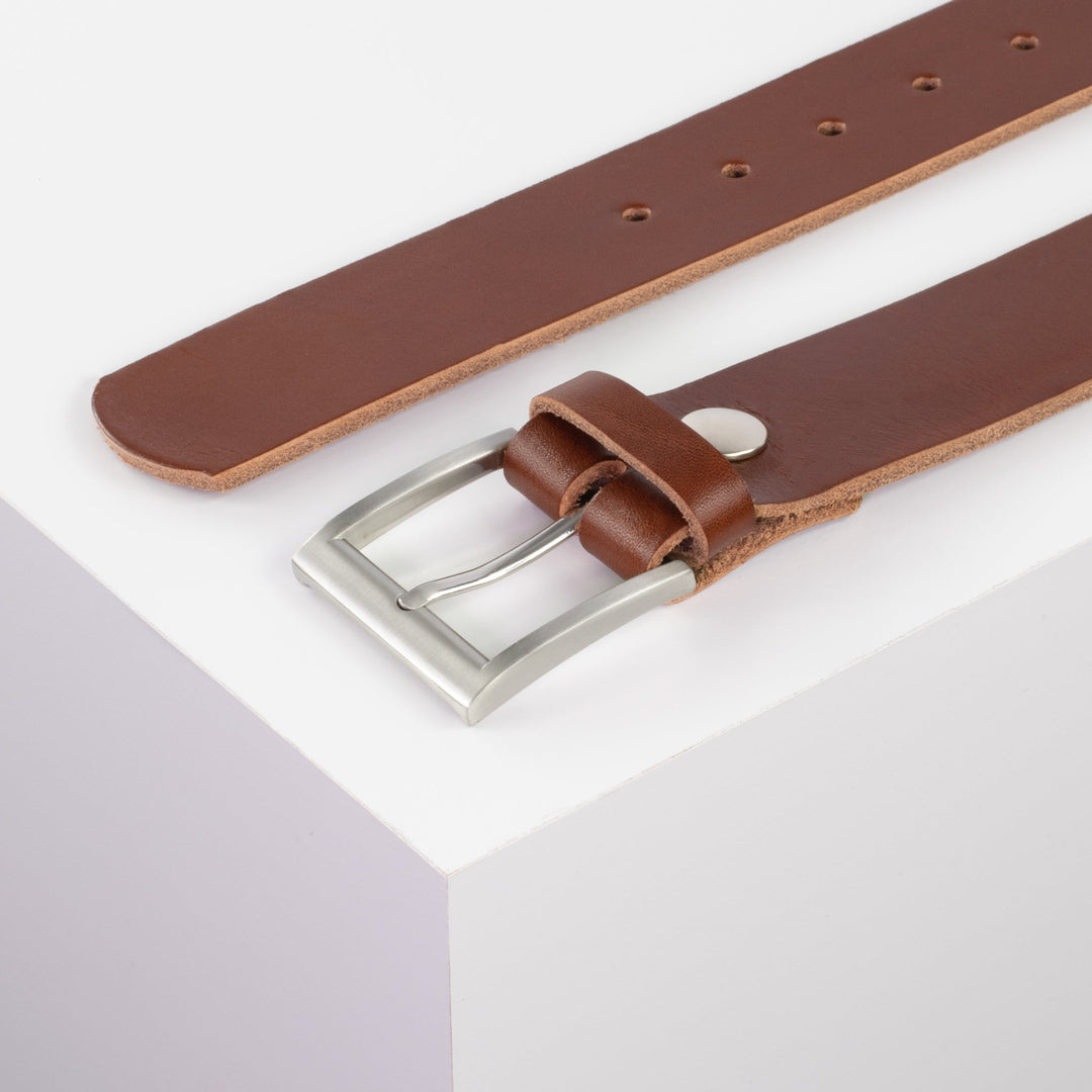 Ledergürtel 4cm mit Schnalle Milano cognac ohne Muster