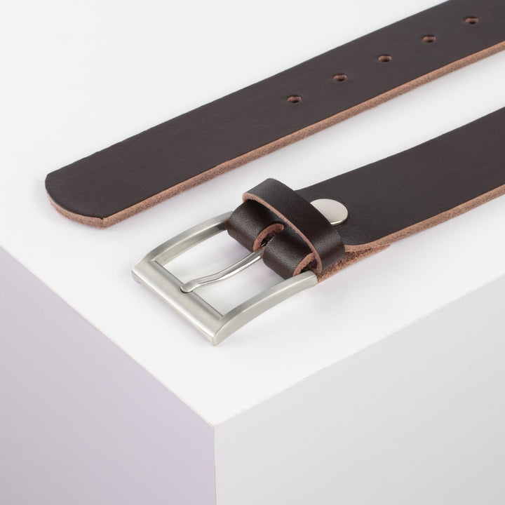 Ledergürtel 4cm mit Schnalle Milano dunkelbraun ohne Muster