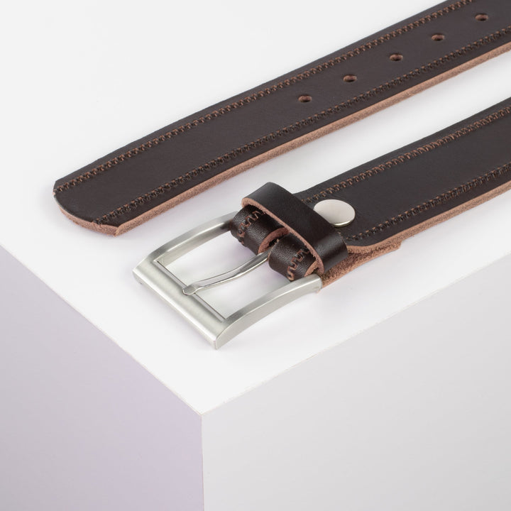 Ledergürtel 4cm mit Schnalle Milano dunkelbraun Reißverschluss