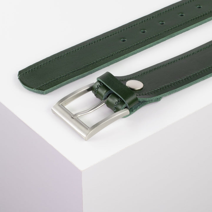 Ledergürtel 4cm mit Schnalle Milano grün Reißverschluss
