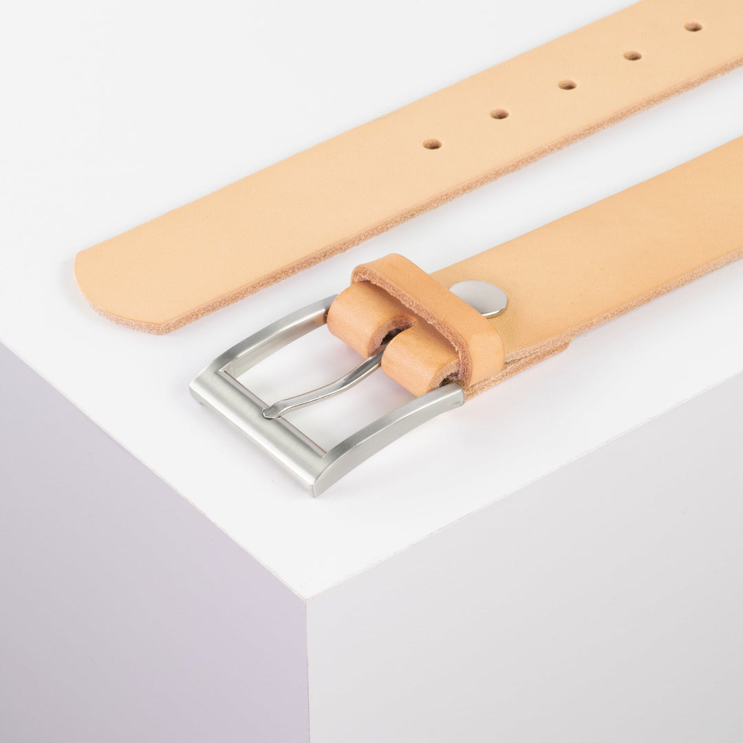 Ledergürtel 4cm mit Schnalle Milano natur ohne Muster