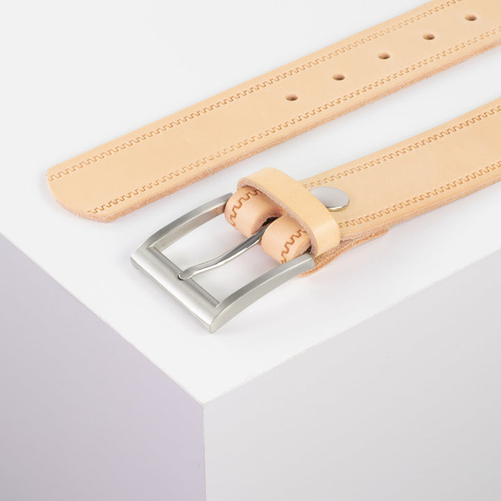 Ledergürtel 4cm mit Schnalle Milano natur Reißverschluss