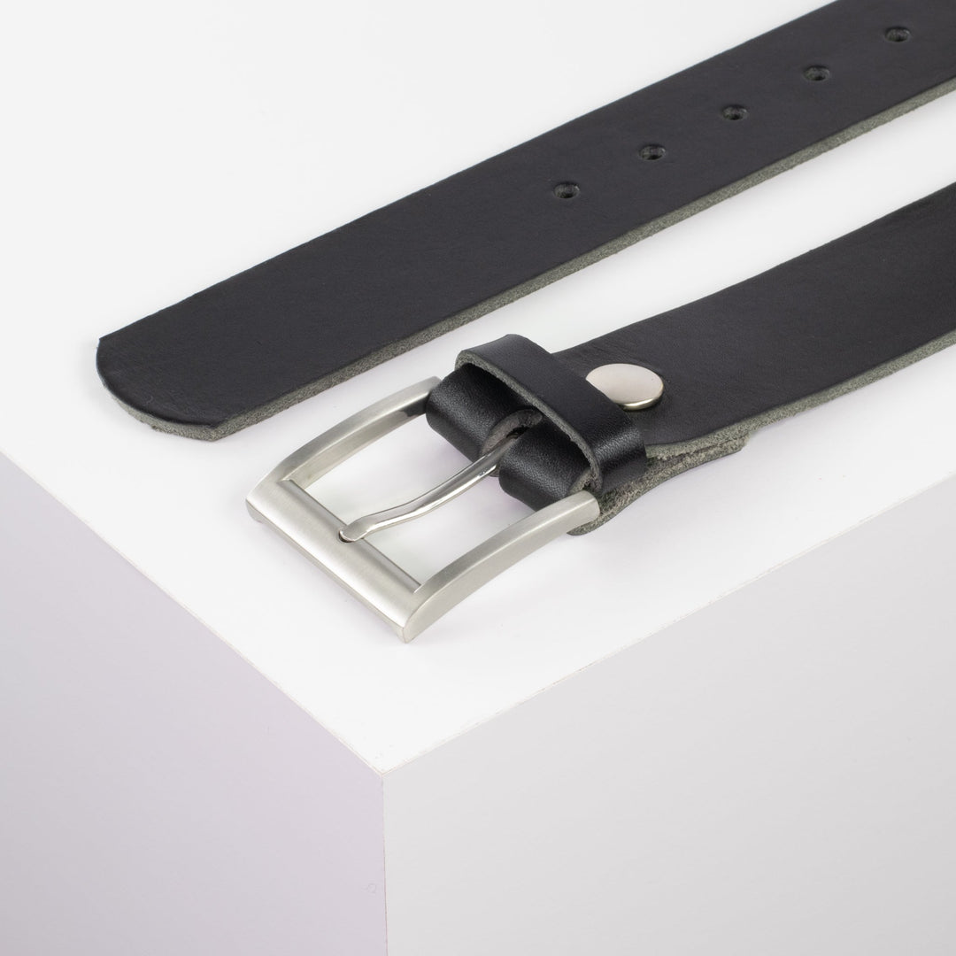Ledergürtel 4cm mit Schnalle Milano schwarz ohne Muster