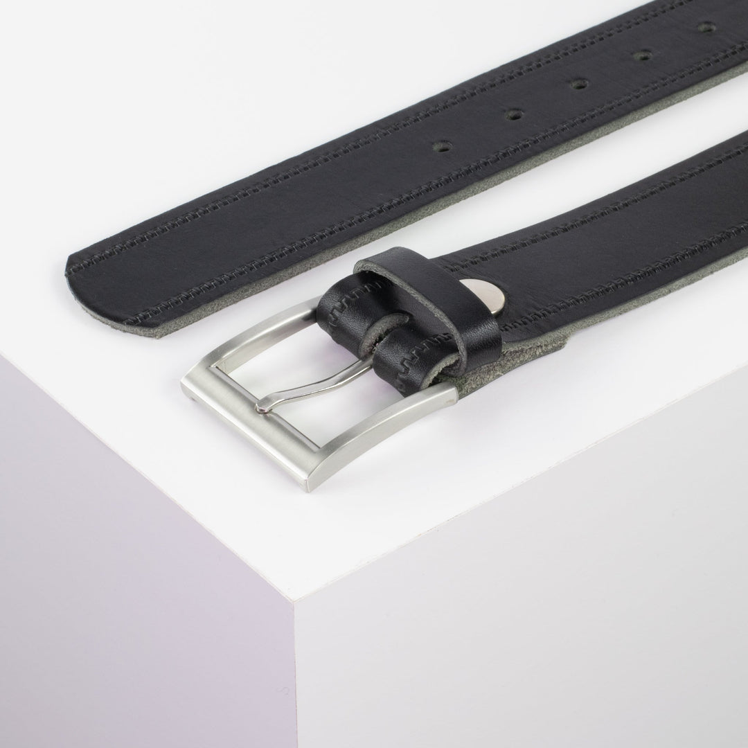 Ledergürtel 4cm mit Schnalle Milano schwarz Reißverschluss