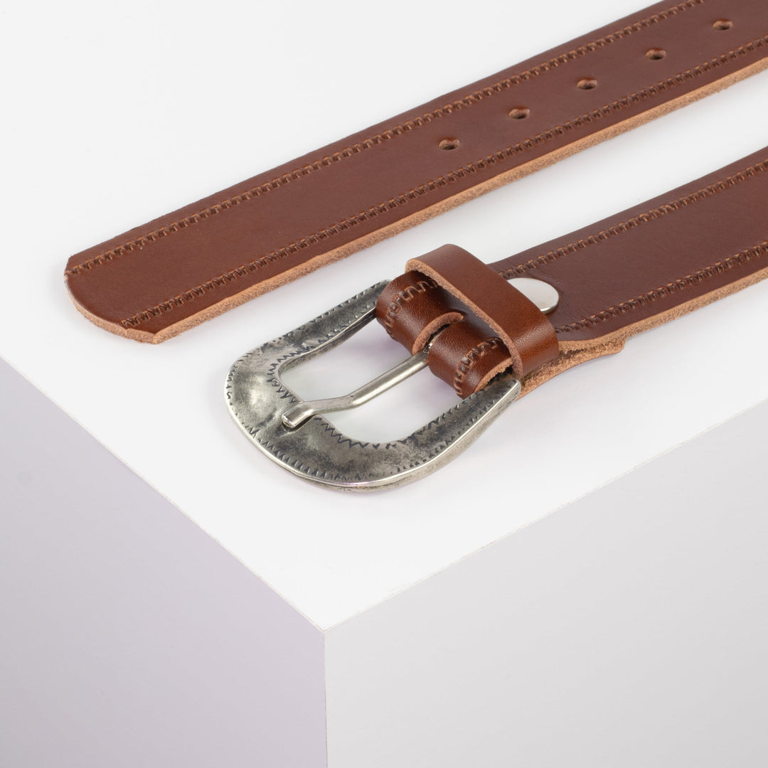 Ledergürtel 4cm mit Schnalle Berlin cognac Reißverschluss