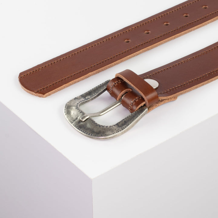 Ledergürtel 4cm mit Schnalle Berlin cognac Reißverschluss