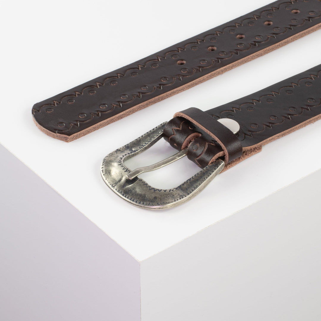 Ledergürtel 4cm mit Schnalle Berlin dunkelbraun Lochwelle