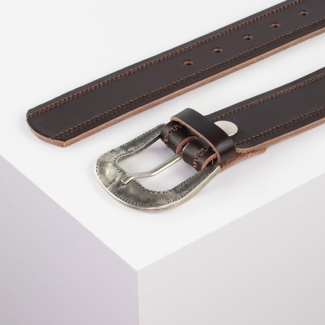 Ledergürtel 4cm mit Schnalle Berlin dunkelbraun Reißverschluss