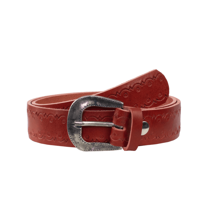 Ledergürtel 4cm mit Schnalle Berlin rot Lochwelle
