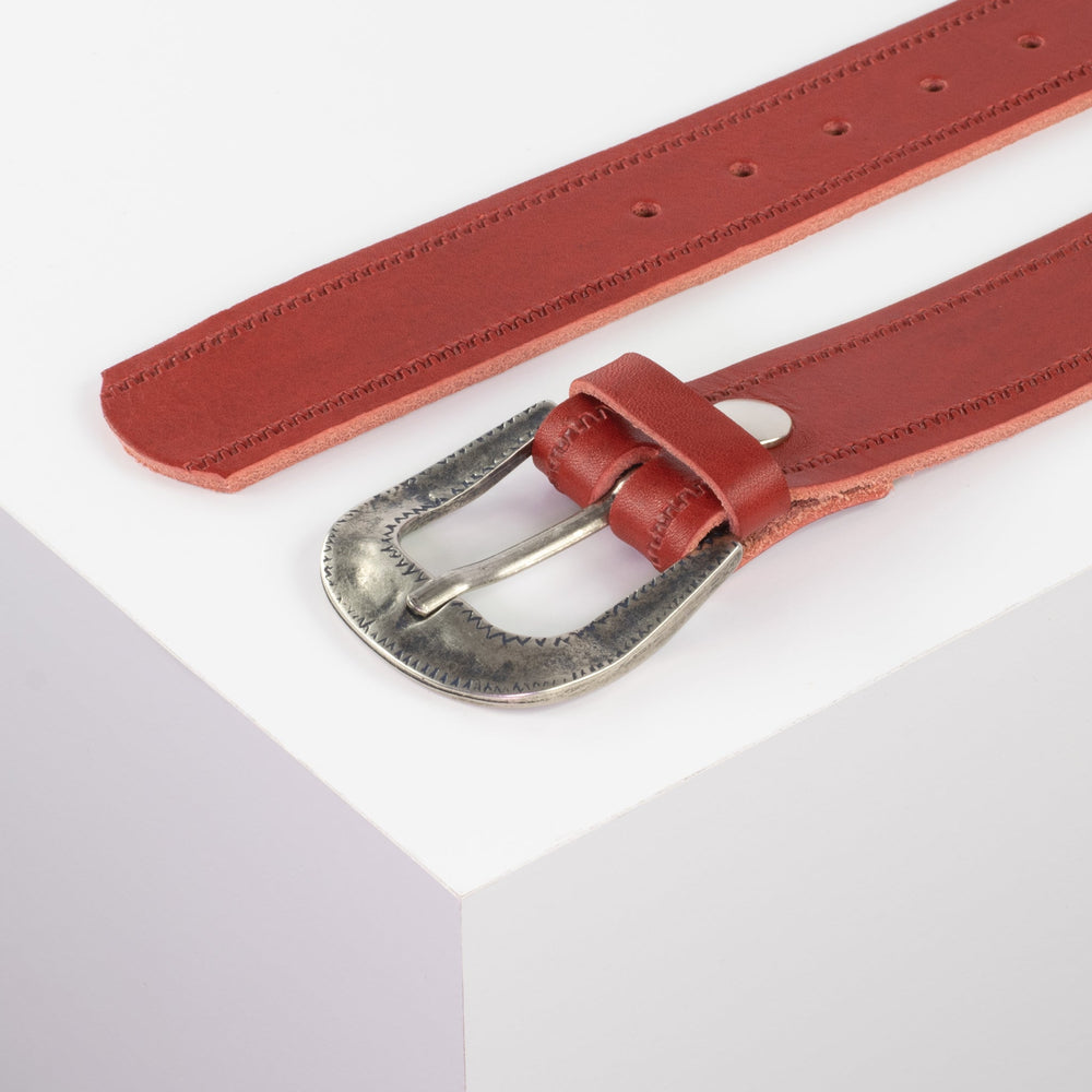 Ledergürtel 4cm mit Schnalle Berlin rot Reißverschluss