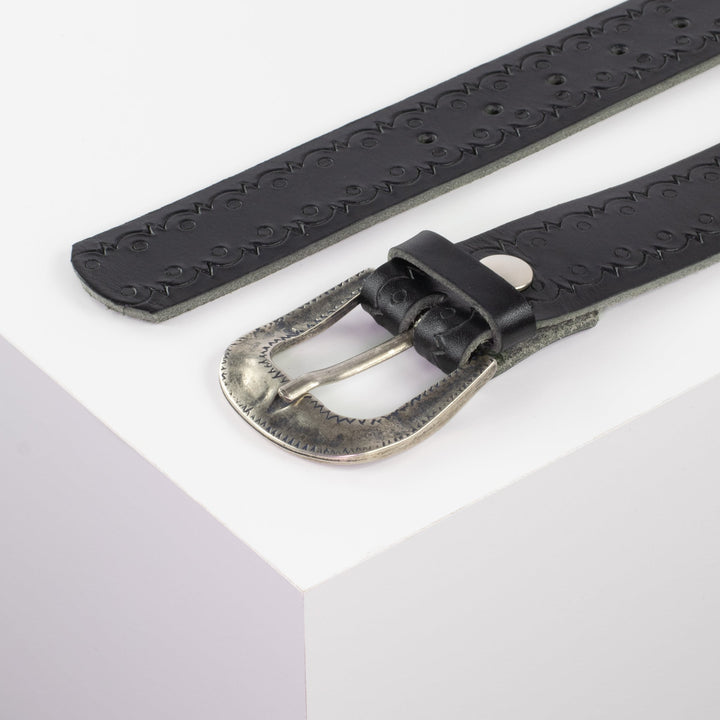 Ledergürtel 4cm mit Schnalle Berlin schwarz Lochwelle
