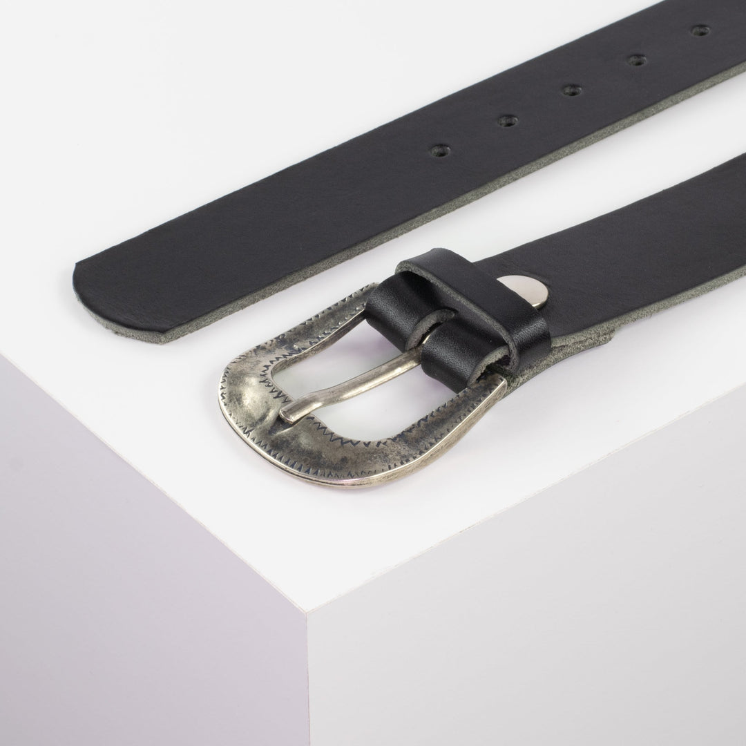 Ledergürtel 4cm mit Schnalle Berlin schwarz ohne Muster