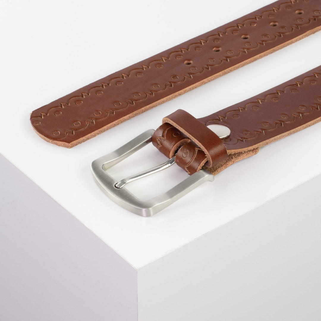 Ledergürtel 4cm mit Schnalle Tokyo cognac Lochwelle