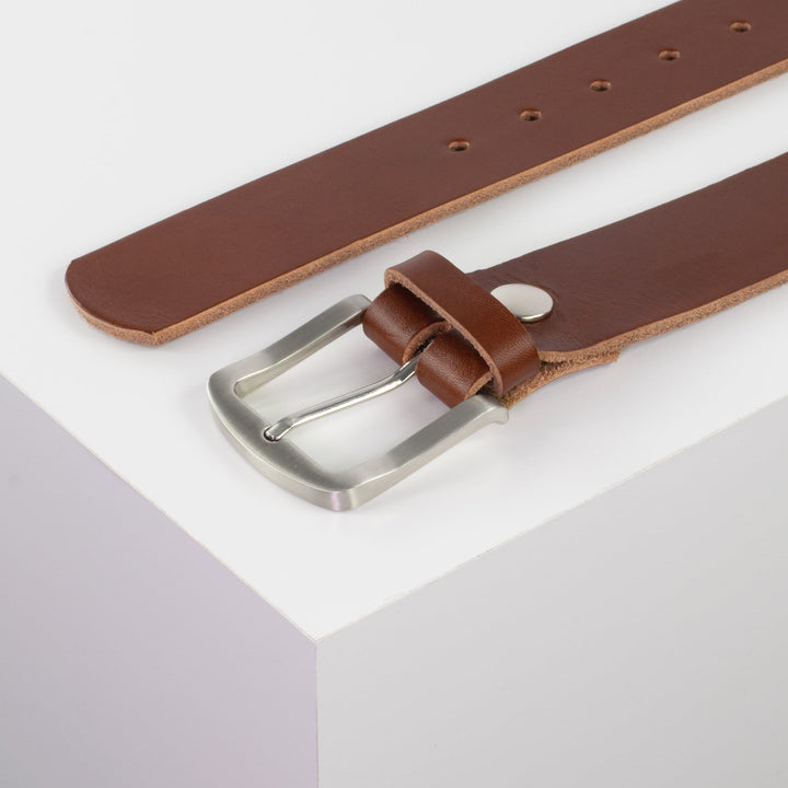 Ledergürtel 4cm mit Schnalle Tokyo cognac ohne Muster