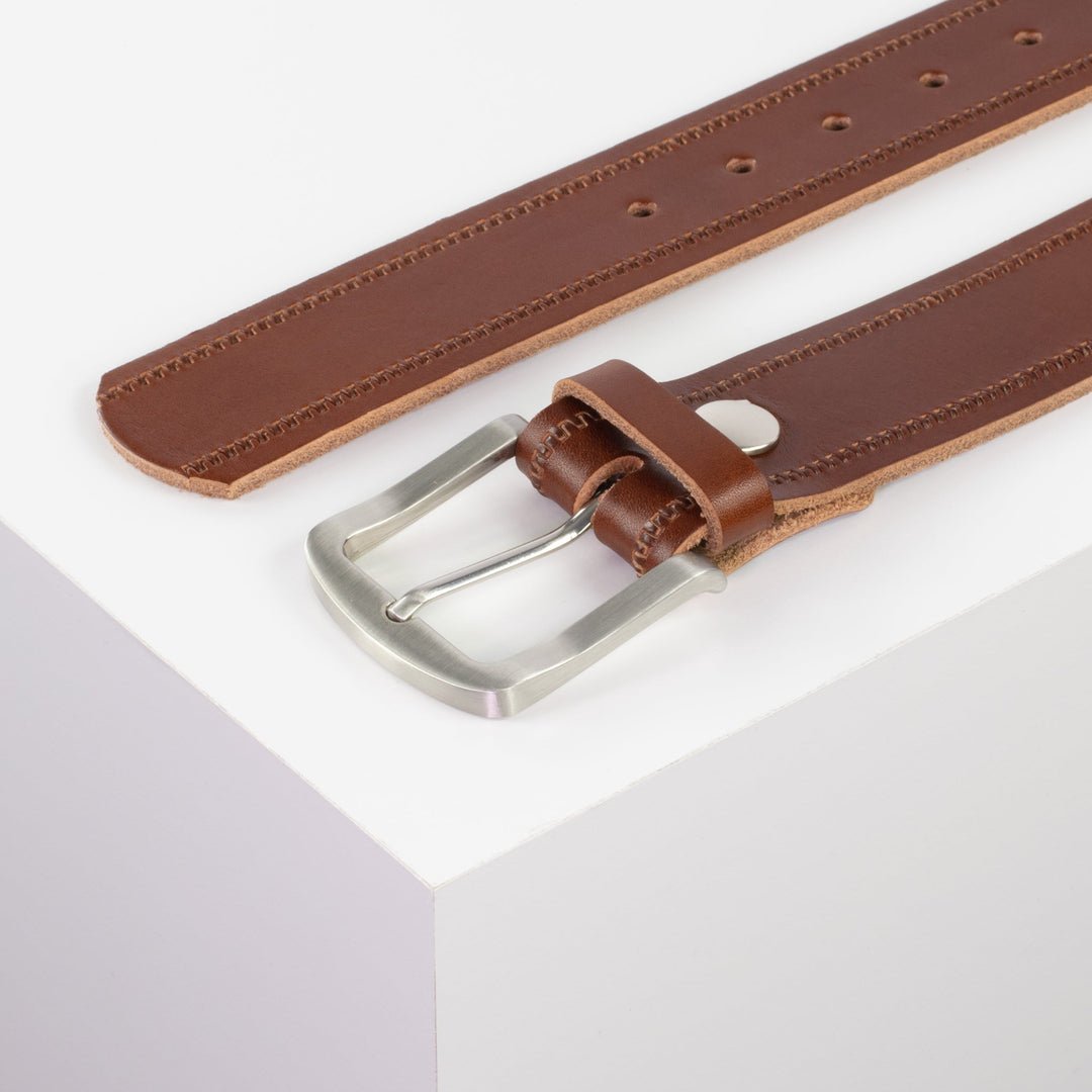 Ledergürtel 4cm mit Schnalle Tokyo cognac Reißverschluss