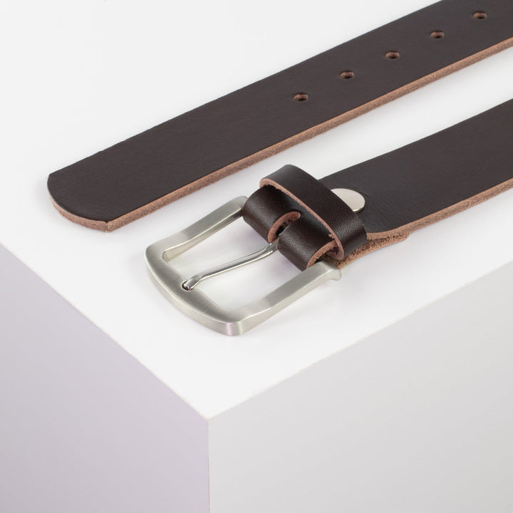 Ledergürtel 4cm mit Schnalle Tokyo dunkelbraun ohne Muster