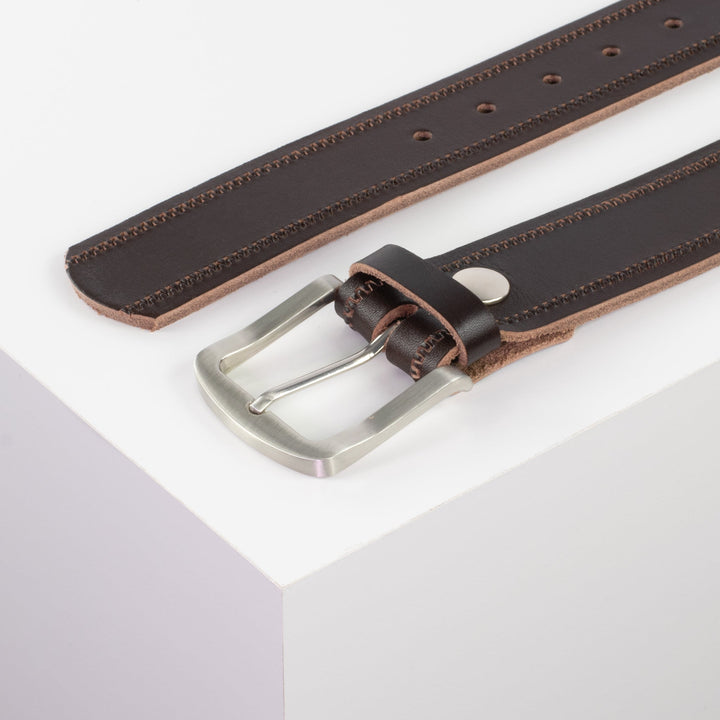 Ledergürtel 4cm mit Schnalle Tokyo dunkelbraun Reißverschluss