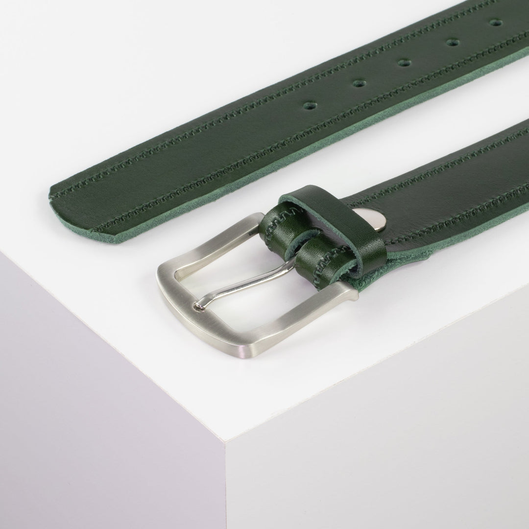 Ledergürtel 4cm mit Schnalle Tokyo grün Reißverschluss