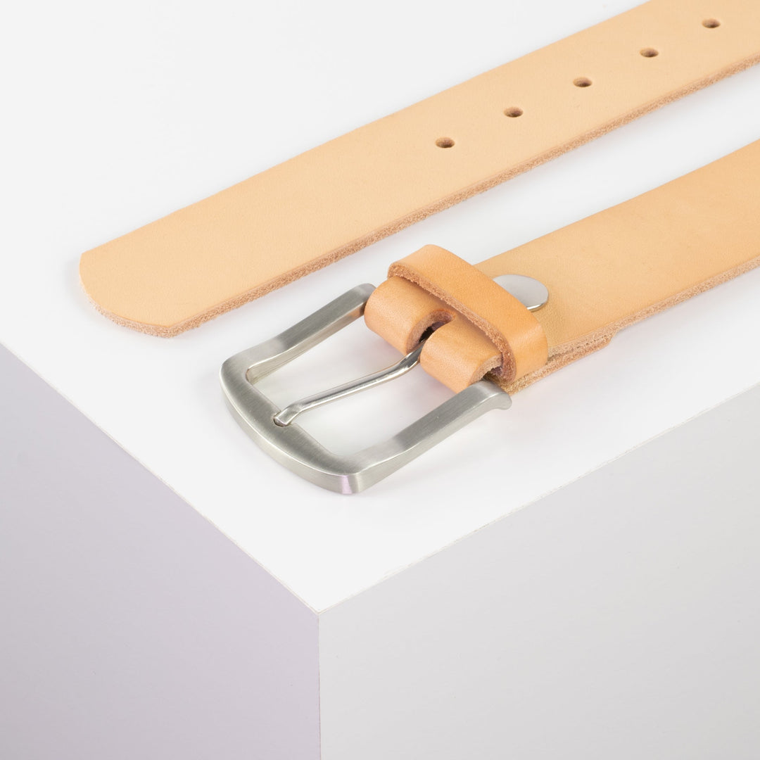 Ledergürtel 4cm mit Schnalle Tokyo natur ohne Muster