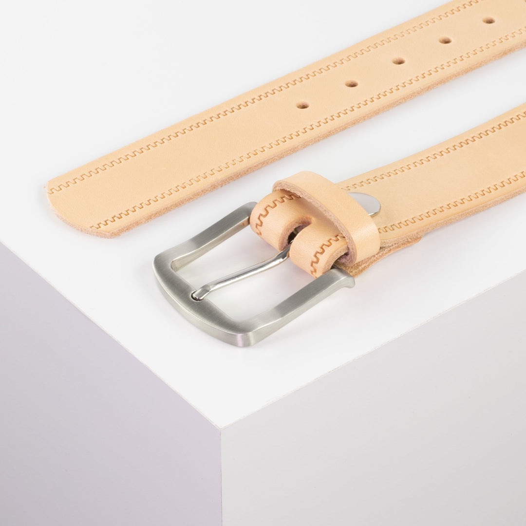 Ledergürtel 4cm mit Schnalle Tokyo natur Reißverschluss