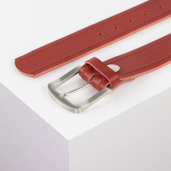 Ledergürtel 4cm mit Schnalle Tokyo rot Reißverschluss