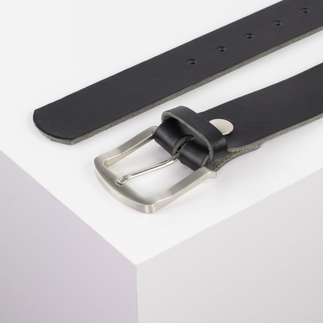 Ledergürtel 4cm mit Schnalle Tokyo schwarz ohne Muster