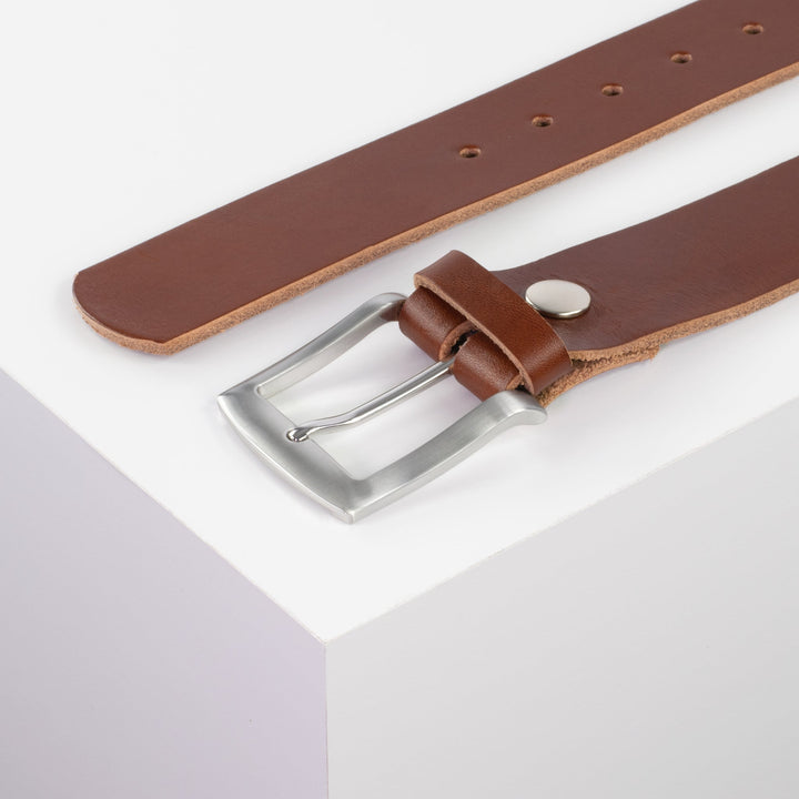 Ledergürtel 4cm mit Schnalle Bangkok cognac ohne Muster