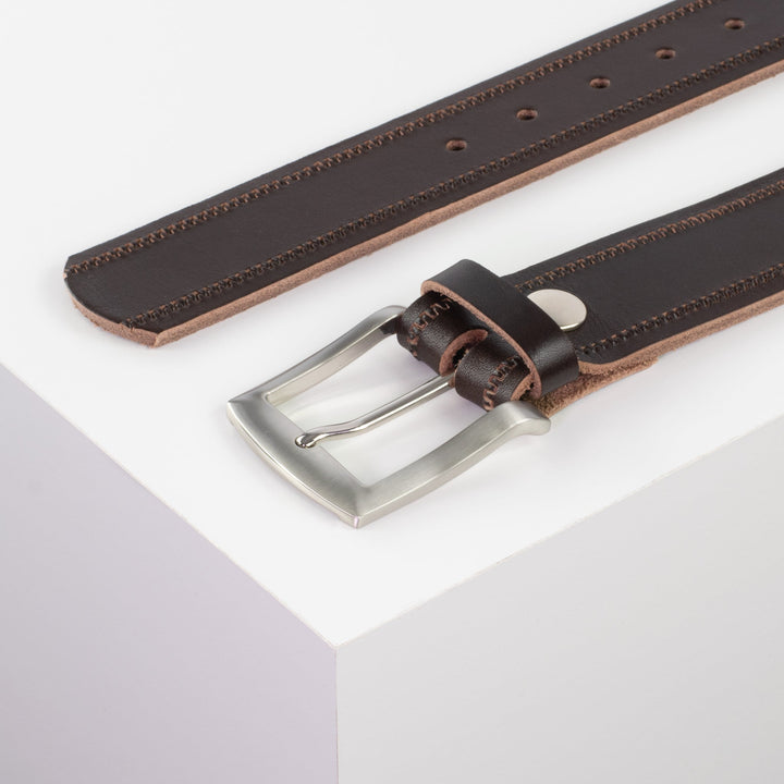 Ledergürtel 4cm mit Schnalle Bangkok dunkelbraun Reißverschluss