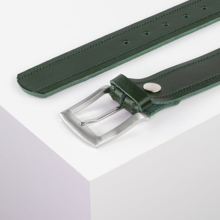 Ledergürtel 4cm mit Schnalle Bangkok grün Reißverschluss