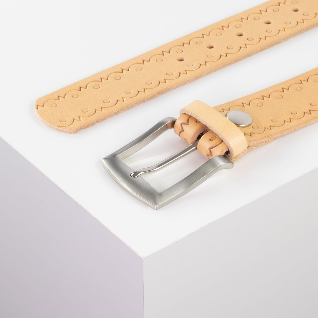 Ledergürtel 4cm mit Schnalle Bangkok natur Lochwelle